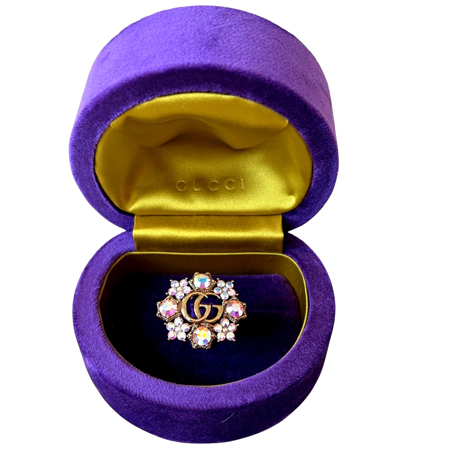 Gucci Gg Marmont Crystal Flower Ring 753792 J1d50 8006 Size L New